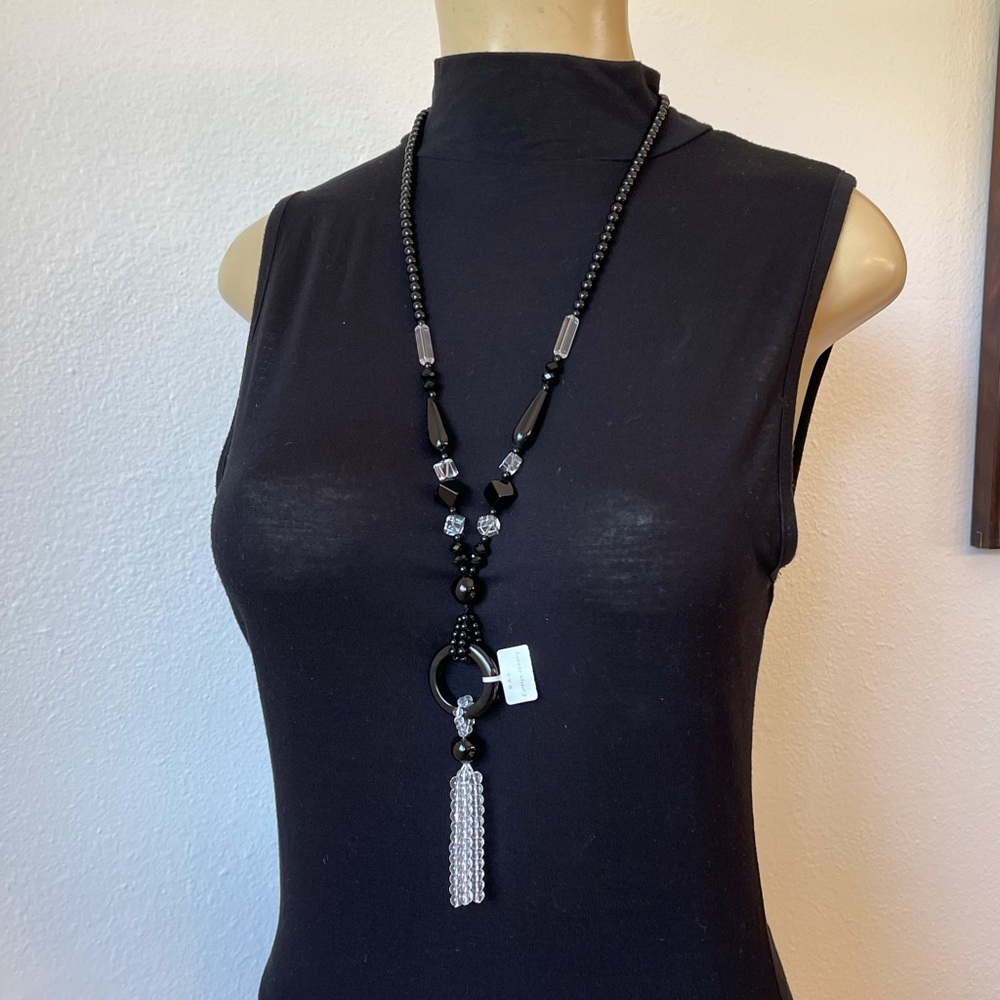 EUNHYE JEWELRY beaded long black/clear necklace